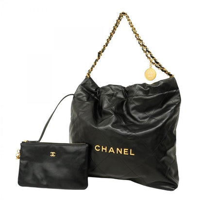 Chanel Shoulder Bag Chanel 22 Calf Black Gold Hardware Women