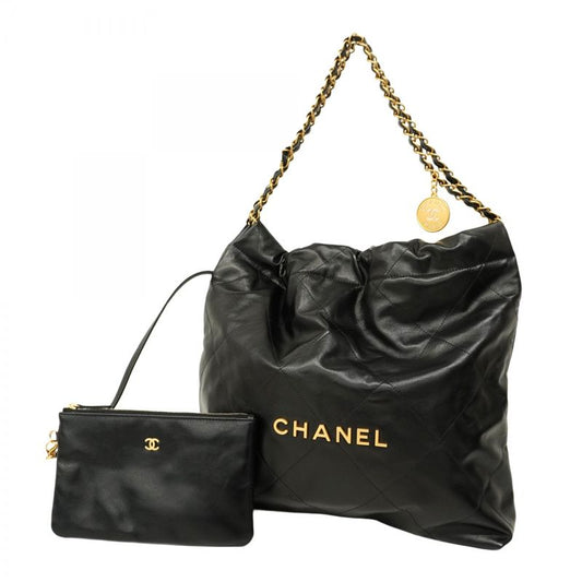 Chanel Shoulder Bag Chanel 22 Calf Black Gold Hardware Women