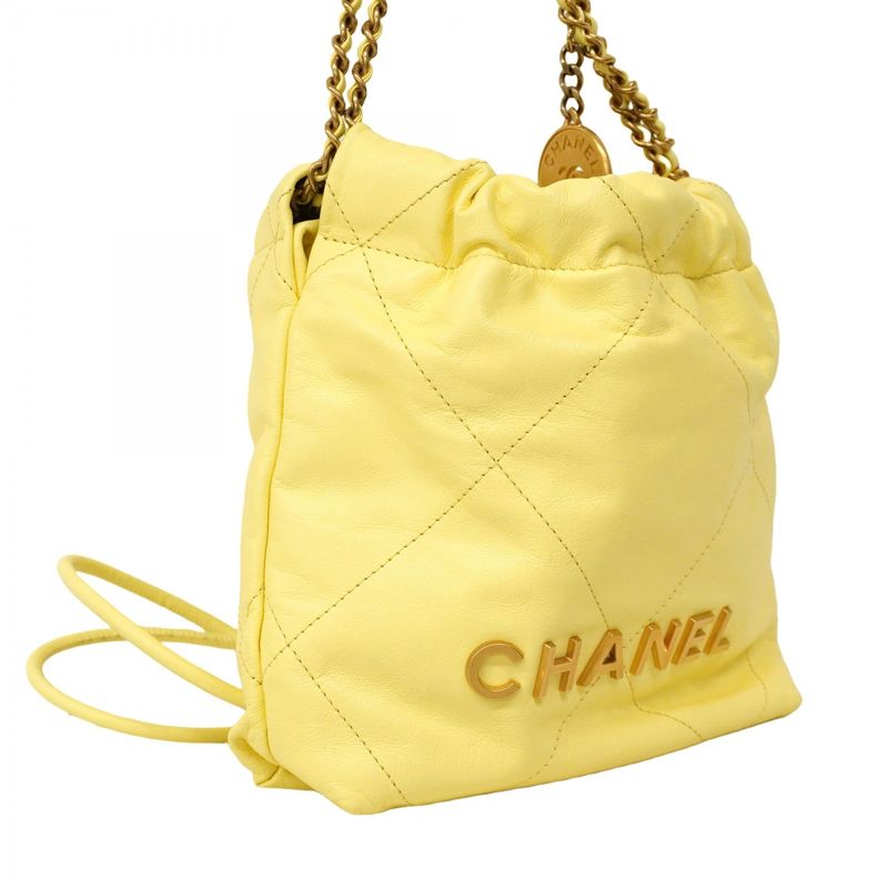Chanel Shoulder Bag Chanel 22 Calf Yellow Gold Hardware Women
