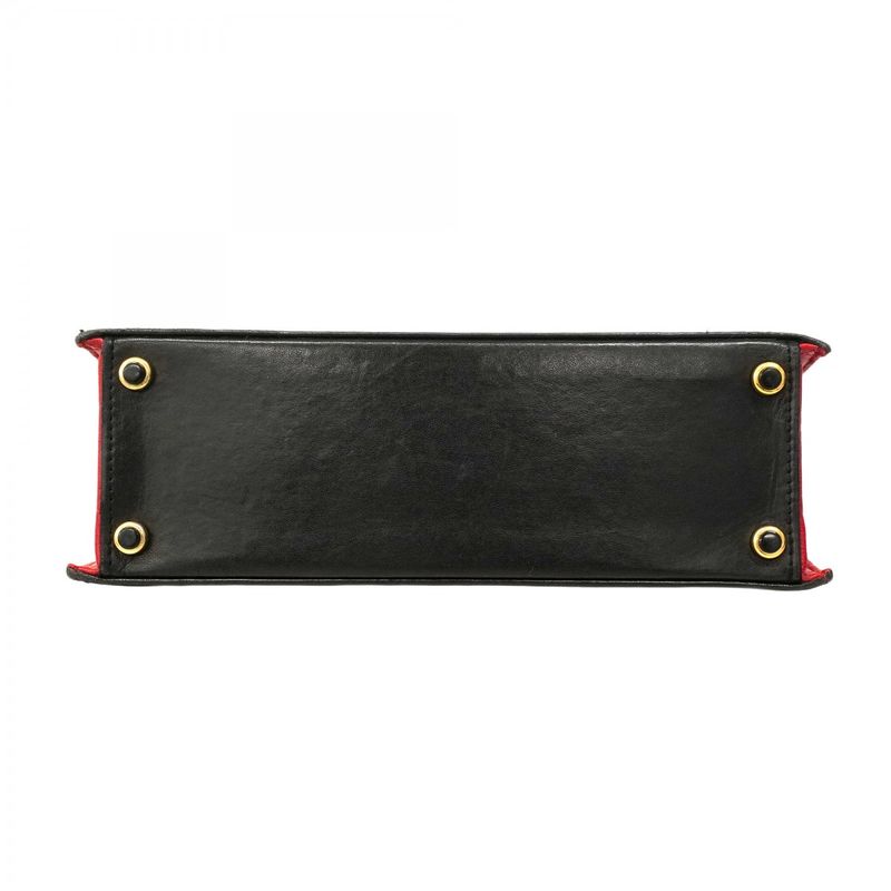 Chanel Shoulder Bag Matelasse Lambskin Black Red Gold Hardware Women