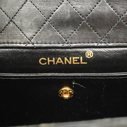 Chanel Shoulder Bag Matelasse Lambskin Black Red Gold Hardware Women