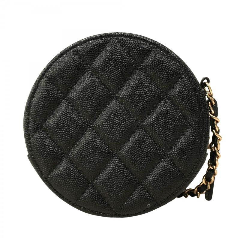 Chanel Shoulder Bag Matelasse Caviar Skin Black Gold Hardware Women