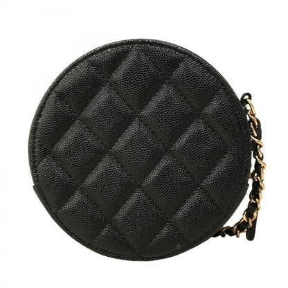 Chanel Shoulder Bag Matelasse Caviar Skin Black Gold Hardware Women