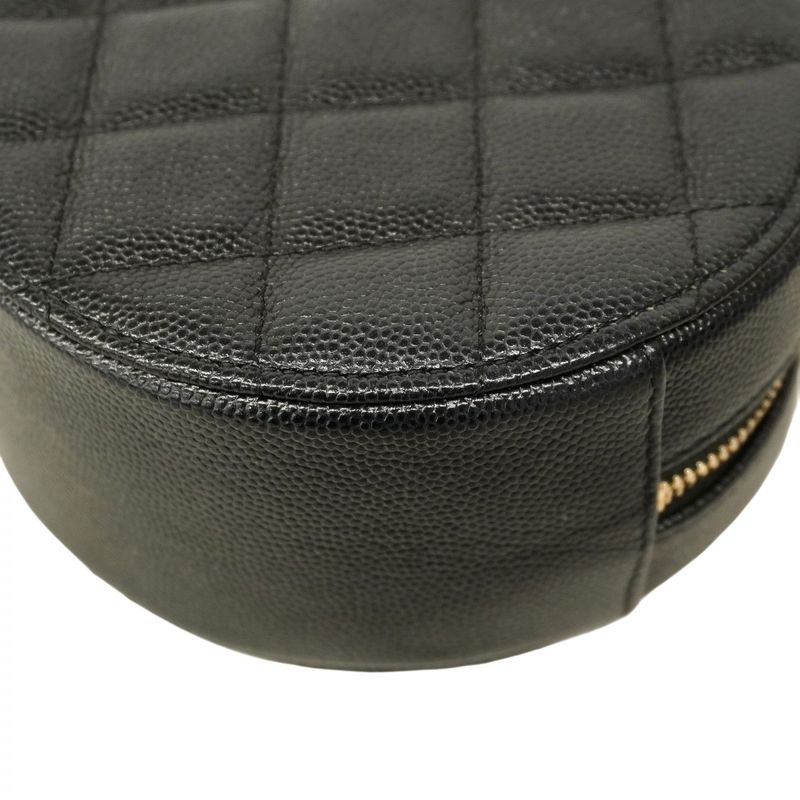 Chanel Shoulder Bag Matelasse Caviar Skin Black Gold Hardware Women