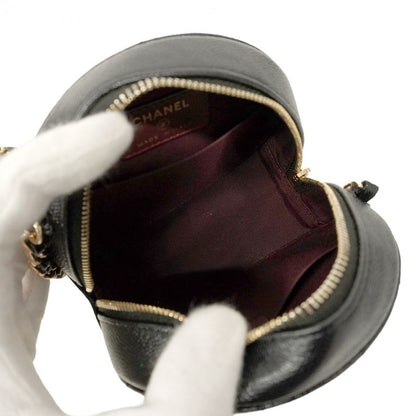 Chanel Shoulder Bag Matelasse Caviar Skin Black Gold Hardware Women