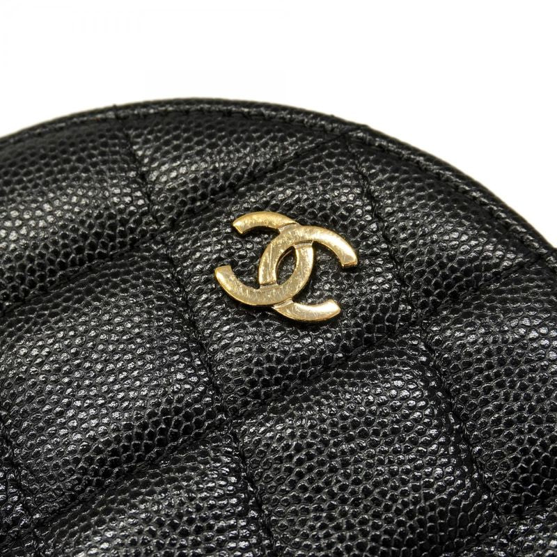 Chanel Shoulder Bag Matelasse Caviar Skin Black Gold Hardware Women