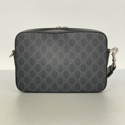 Gucci Clutch Bag GG Supreme 703468 PVC Black Silver Hardware 2way Bag Men's