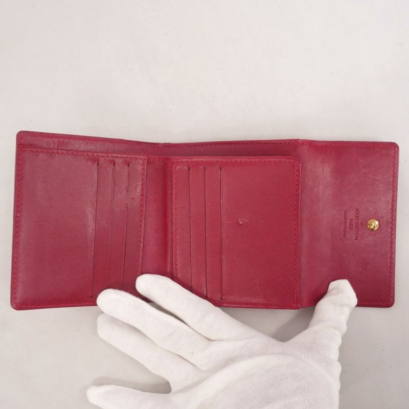 Louis Vuitton Trifold Wallet Vernis Portefeuille Elise M93529 Pomme D'amour