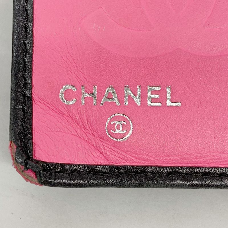 Chanel Long Wallet Cambon Lambskin Black Silver Hardware Women