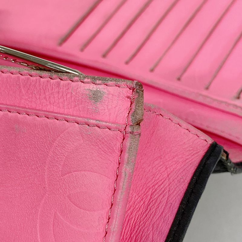 Chanel Long Wallet Cambon Lambskin Black Silver Hardware Women