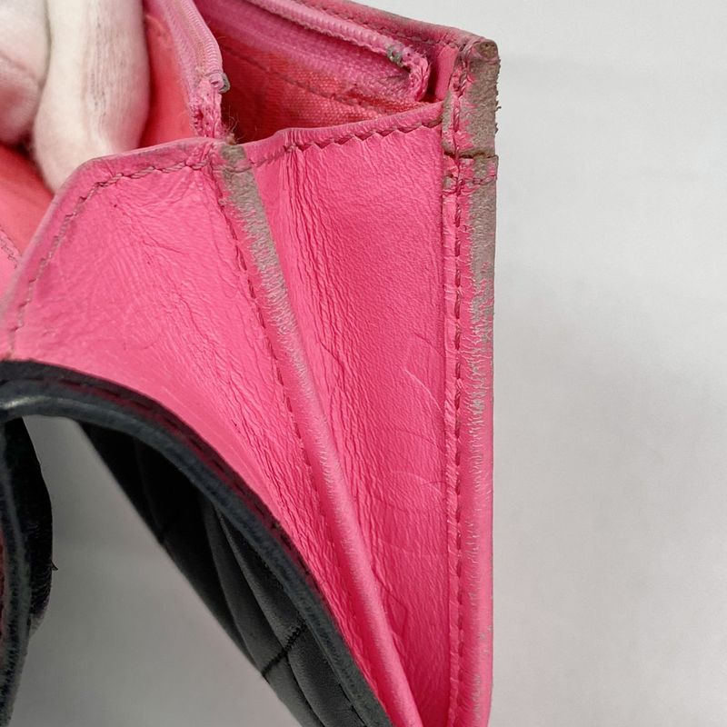 Chanel Long Wallet Cambon Lambskin Black Silver Hardware Women