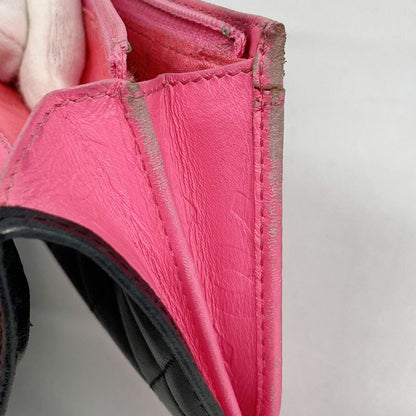 Chanel Long Wallet Cambon Lambskin Black Silver Hardware Women