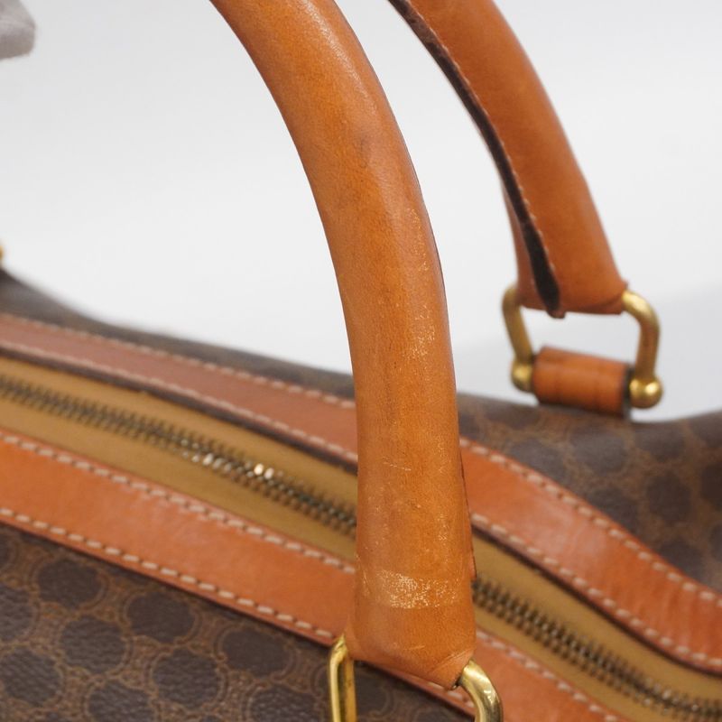 Celine Boston Bag Macadam PVC Brown Gold Hardware Men Women Unisex