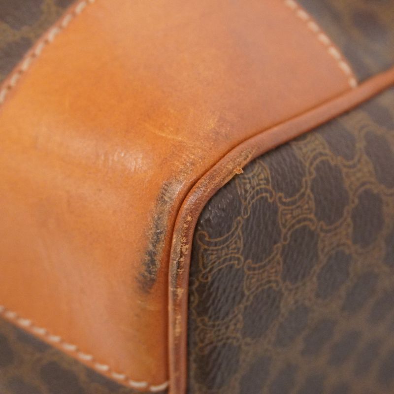 Celine Boston Bag Macadam PVC Brown Gold Hardware Men Women Unisex