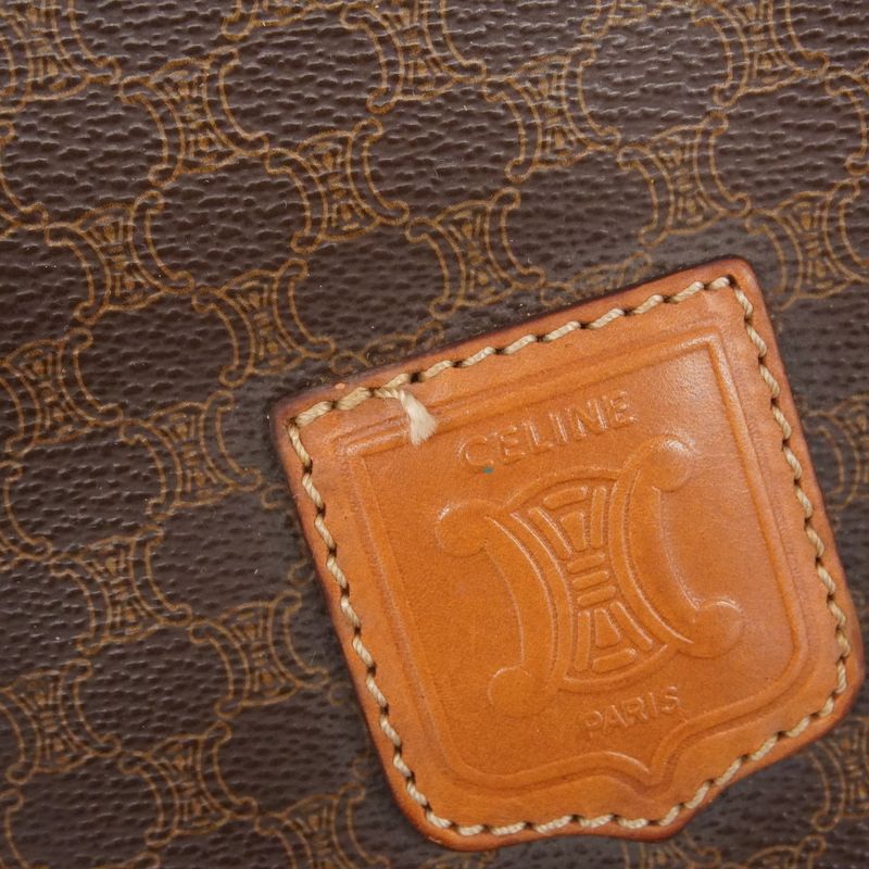 Celine Boston Bag Macadam PVC Brown Gold Hardware Men Women Unisex