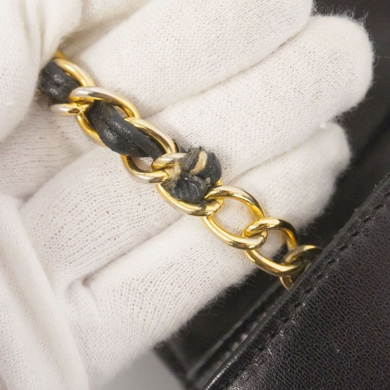 Chanel Shoulder Bag Matelasse Lambskin Black Gold Hardware Women