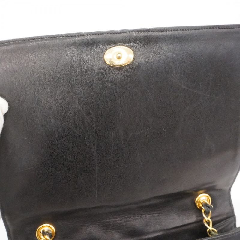 Chanel Shoulder Bag Matelasse Lambskin Black Gold Hardware Women