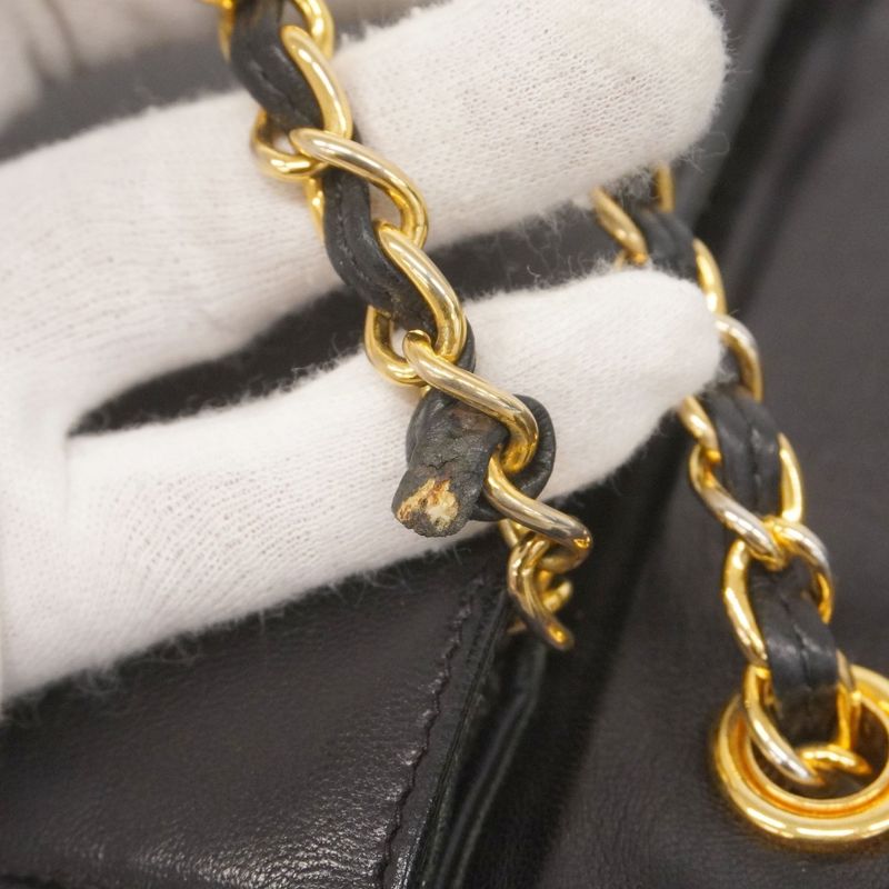 Chanel Shoulder Bag Matelasse Lambskin Black Gold Hardware Women