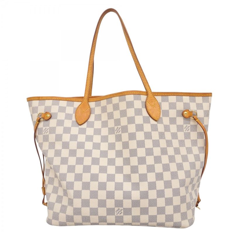 Louis Vuitton Tote Bag Damier Azure Neverfull MM N51107 White Ladies