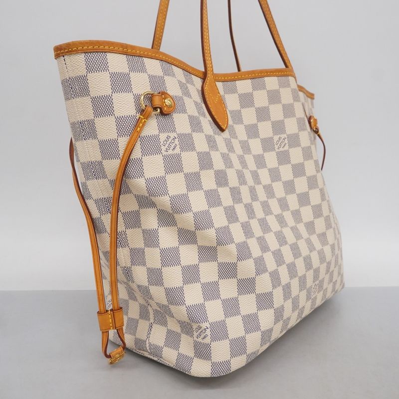 Louis Vuitton Tote Bag Damier Azure Neverfull MM N51107 White Ladies