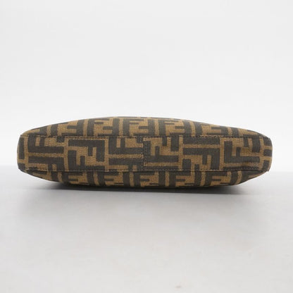 Fendi Handbag Zucca Nylon Canvas Brown Silver Hardware Women