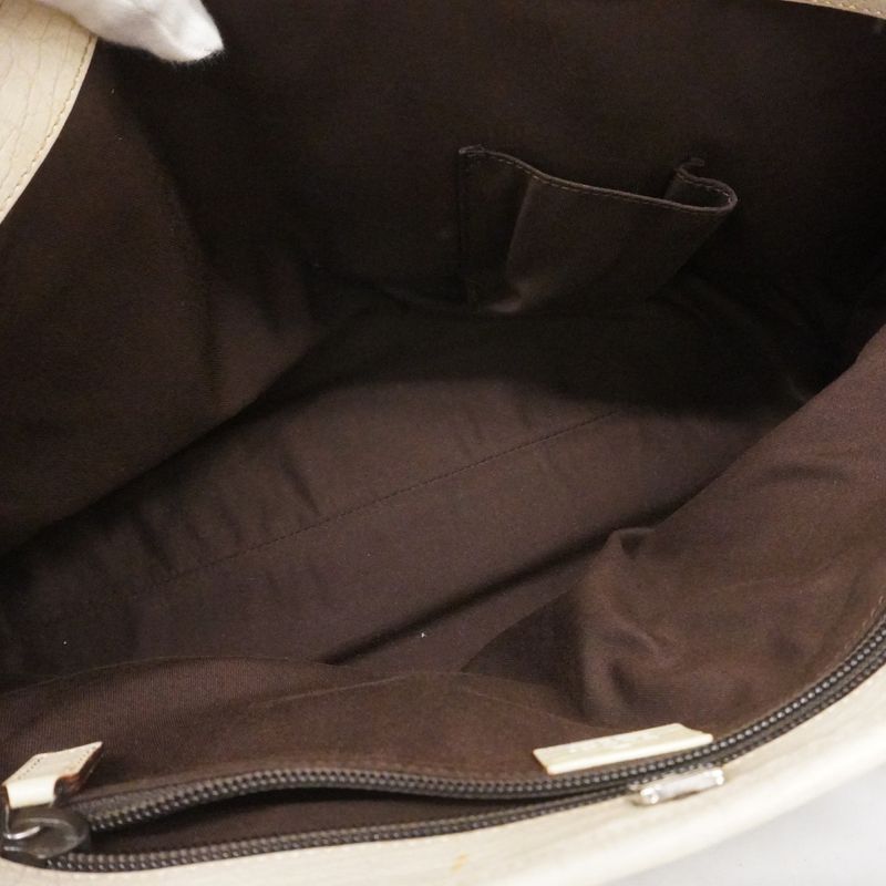 Gucci Tote Bag GG Supreme 114595 PVC Beige White Silver Hardware Women's