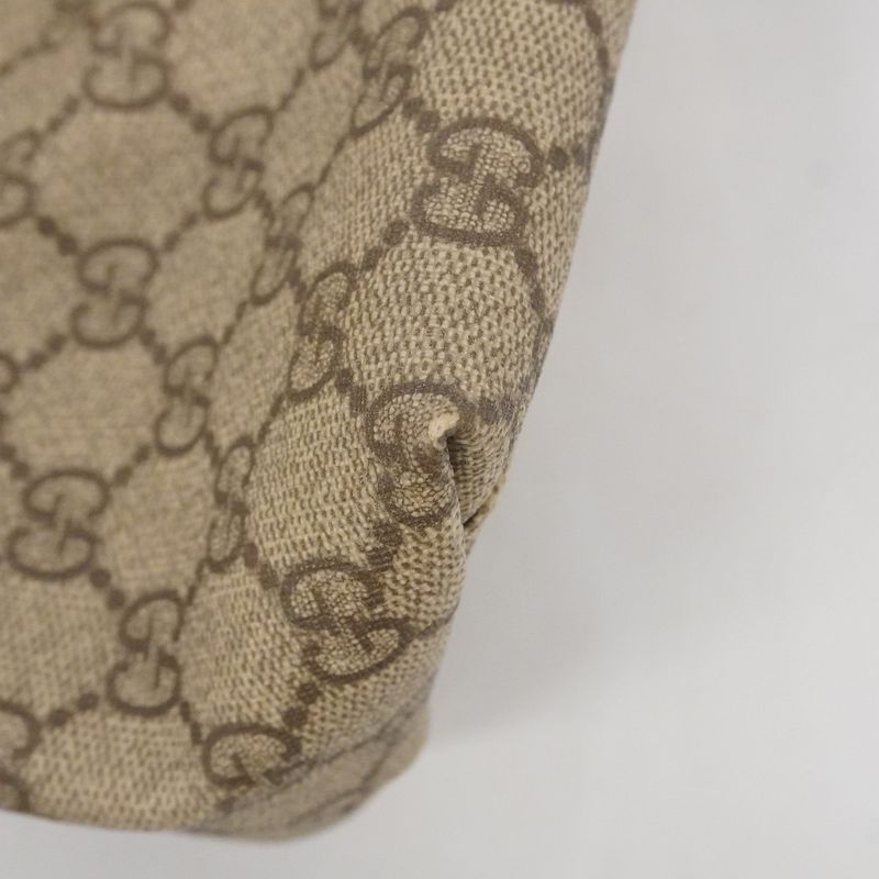 Gucci Tote Bag GG Supreme 114595 PVC Beige White Silver Hardware Women's