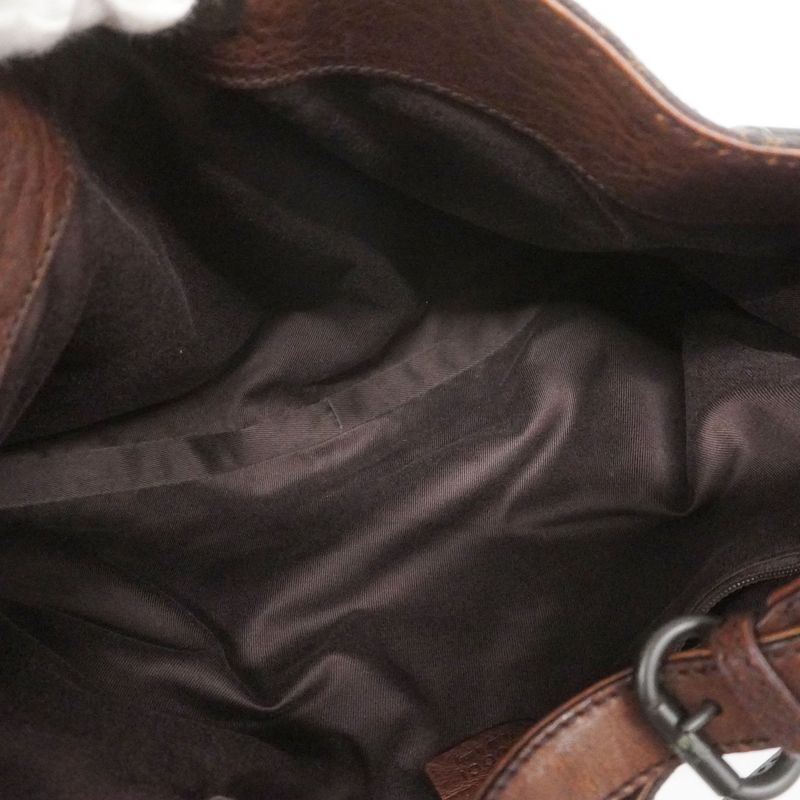 Gucci Shoulder Bag Horsebit 101975 Denim Brown Silver Hardware Women