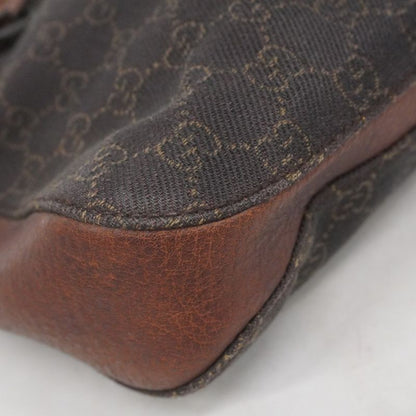 Gucci Shoulder Bag Horsebit 101975 Denim Brown Silver Hardware Women