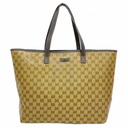 Gucci Tote Bag GG Crystal 238696 Coated Canvas Brown Chien Pan Gold Hardware