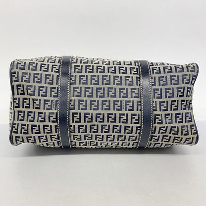 Fendi Handbag Zucchino Nylon Canvas Navy Silver Hardware Women