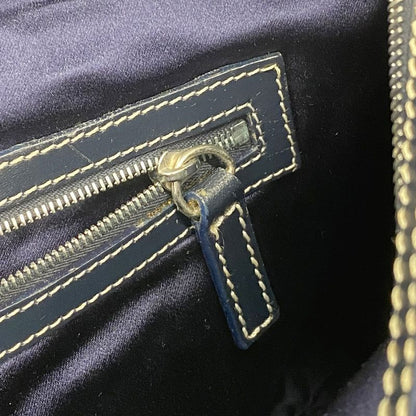 Fendi Handbag Zucchino Nylon Canvas Navy Silver Hardware Women