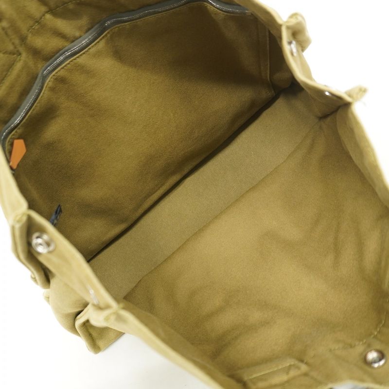 Hermes Tote Bag Fourre Tout MM Canvas Khaki Navy Silver Hardware Men Women