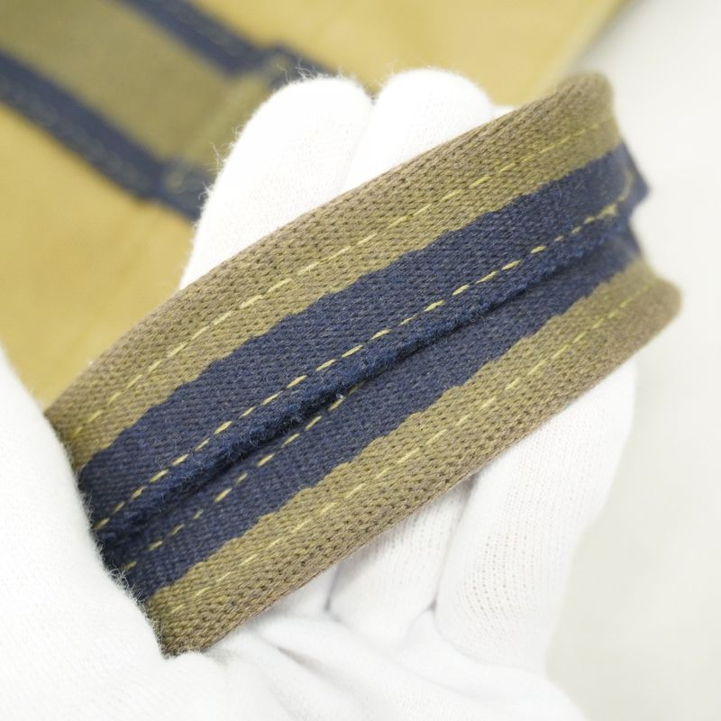 Hermes Tote Bag Fourre Tout MM Canvas Khaki Navy Silver Hardware Men Women