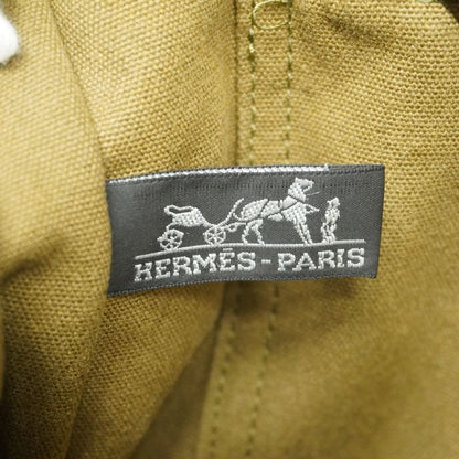 Hermes Tote Bag Fourre Tout MM Canvas Khaki Navy Silver Hardware Men Women