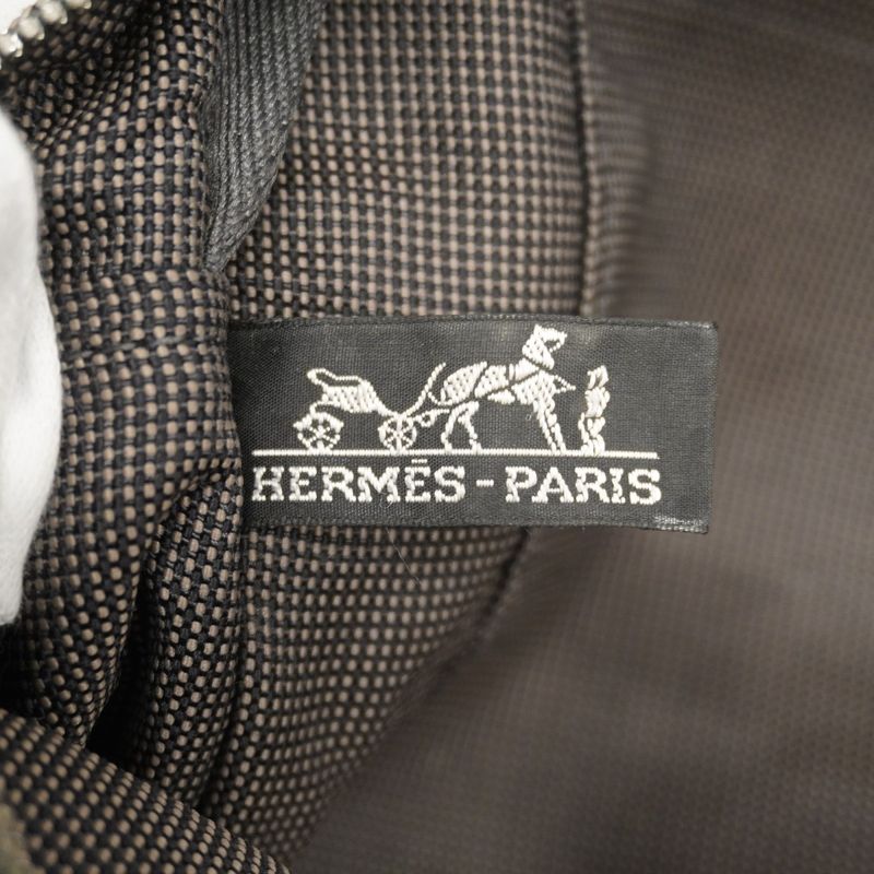 Hermes Tote Bag Her Line MM Canvas Gray Silver Hardware Men Women Unisex