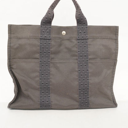 Hermes Tote Bag Her Line MM Canvas Gray Silver Hardware Men Women Unisex