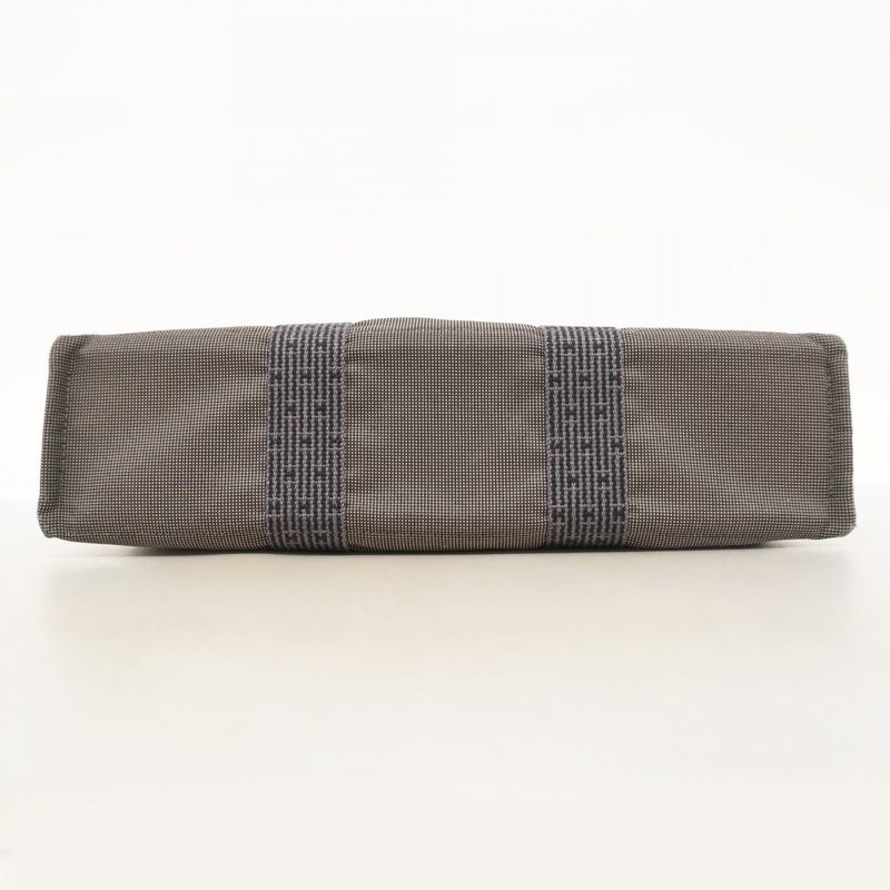 Hermes Tote Bag Her Line MM Canvas Gray Silver Hardware Men Women Unisex