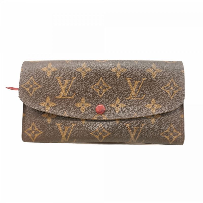 Louis Vuitton Long Wallet Monogram Portefeuille Emily M60136 Brown Rouge Women's