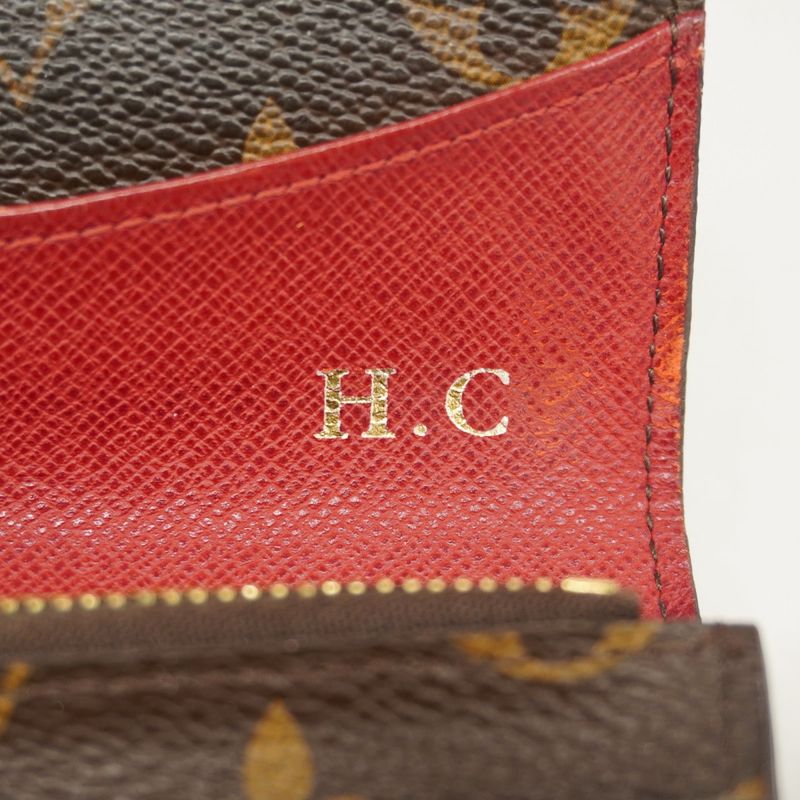 Louis Vuitton Long Wallet Monogram Portefeuille Emily M60136 Brown Rouge Women's