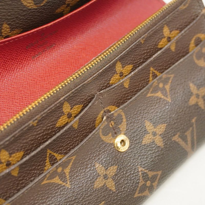 Louis Vuitton Long Wallet Monogram Portefeuille Emily M60136 Brown Rouge Women's