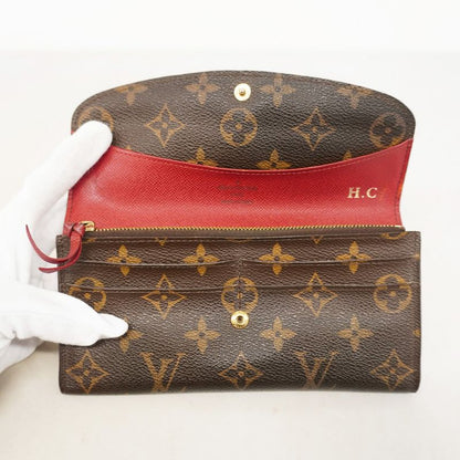 Louis Vuitton Long Wallet Monogram Portefeuille Emily M60136 Brown Rouge Women's