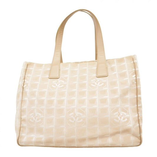 Chanel Tote New Travel Nylon Beige Chien Pan Gold Hardware Women's
