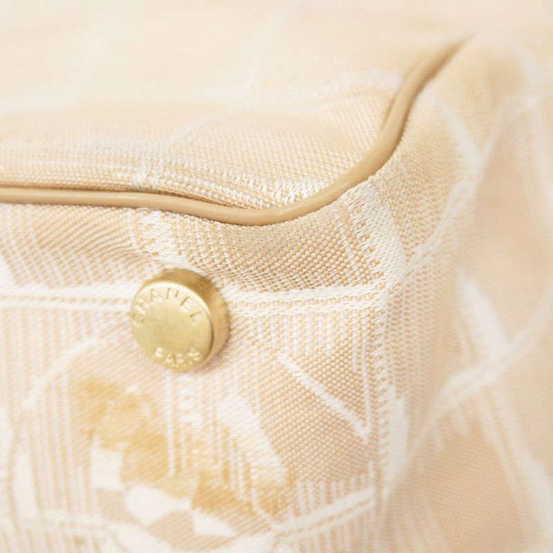 Chanel Tote New Travel Nylon Beige Chien Pan Gold Hardware Women's