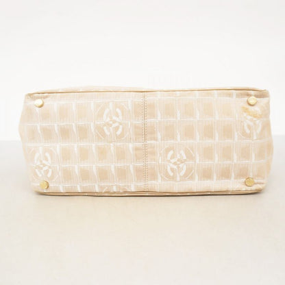 Chanel Tote New Travel Nylon Beige Chien Pan Gold Hardware Women's
