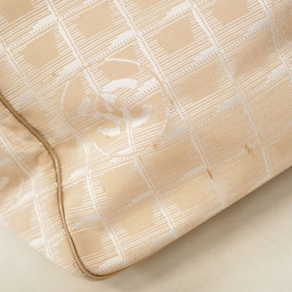 Chanel Tote New Travel Nylon Beige Chien Pan Gold Hardware Women's