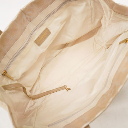 Chanel Tote New Travel Nylon Beige Chien Pan Gold Hardware Women's