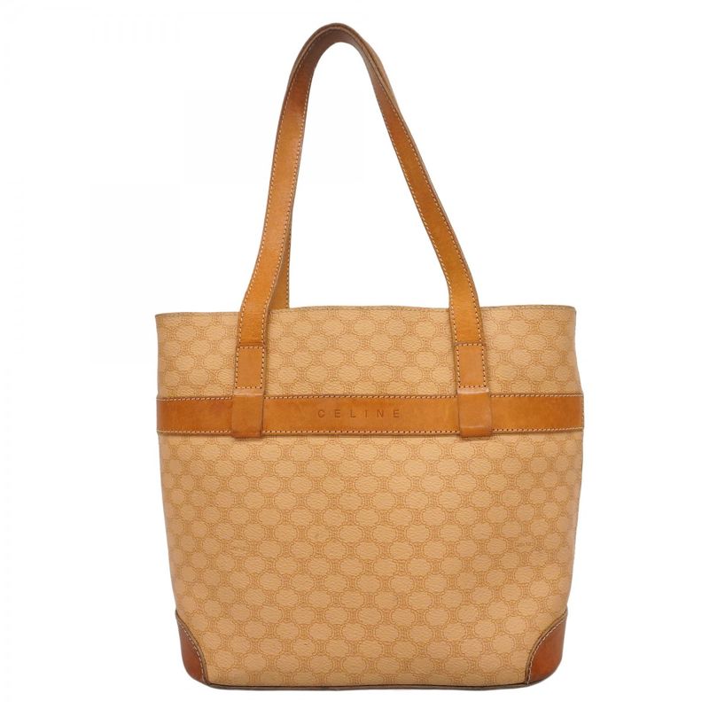 Celine Tote Bag Macadam PVC Beige Gold Hardware Women