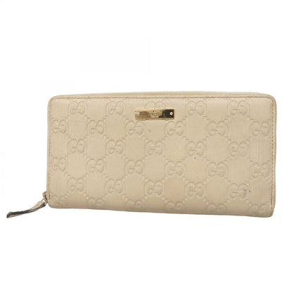 Guccissima 112724 Leather Ivory Chien Pan Gold Hardware Women's Long Wallet