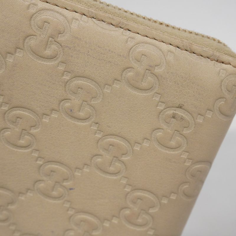 Guccissima 112724 Leather Ivory Chien Pan Gold Hardware Women's Long Wallet